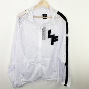 LF White Black Mesh Zip Up Long Sleeve Logo Jacket Women's Size Small S NWT